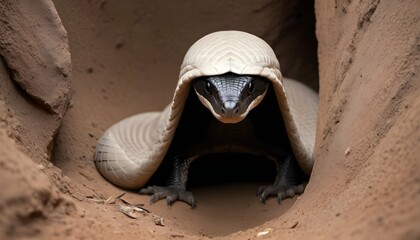 A Hooded Cobra Emerging From A Hidden Lair - obrazy, fototapety, plakaty