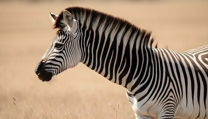 A Zebra With Its Head Held High Alert For Danger