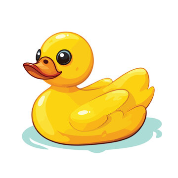 Icon of cute little yellow rubber or plastic duck t