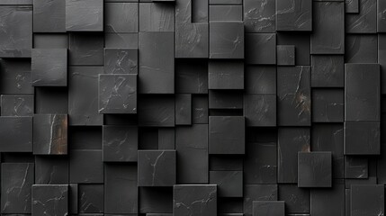 A digital black background created from a vector grid texture composed of squares, offering a sleek and modern look - obrazy, fototapety, plakaty