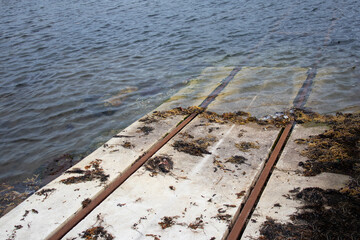 rails for launching and lifting boats and ships into the water
