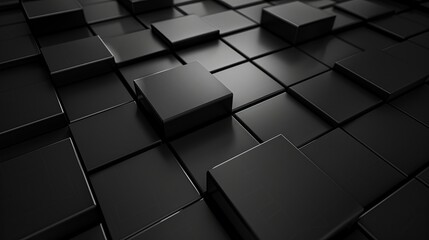 A digital black background created from a vector grid texture composed of squares, offering a sleek and modern look - obrazy, fototapety, plakaty
