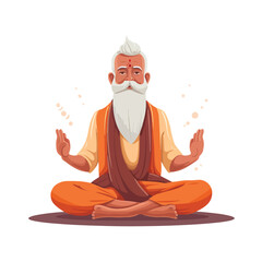 Indian guru yoga. Grandfather in the asana position - obrazy, fototapety, plakaty