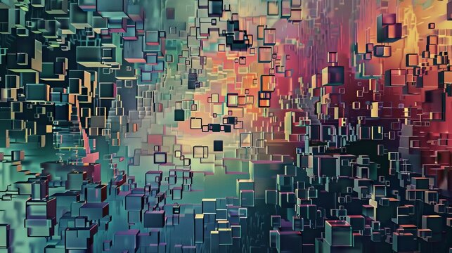 An abstract depiction of a pixel mosaic, creating a digitally inspired texture