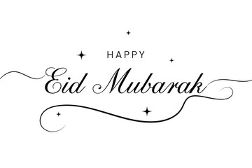 Calligraphy of Happy Eid Mubarak 1445 H with black color - obrazy, fototapety, plakaty