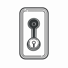 Keyhole on door knob in frame. Line icon. Vector il