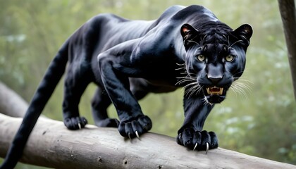 A Panther With Its Claws Extended Ready To Climb - obrazy, fototapety, plakaty
