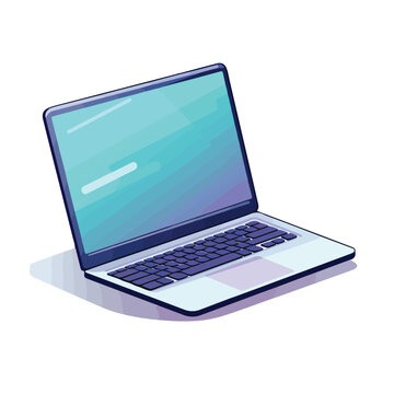Laptop computer flat vector illustration isolated w