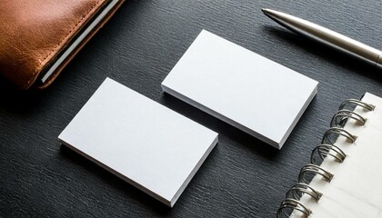 Business Card Mockup for Personal Promotion - Flatlay Template for Business Cards - Organized Decorative Desk