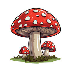 Magic mushroom on isolated white background. Cartoo