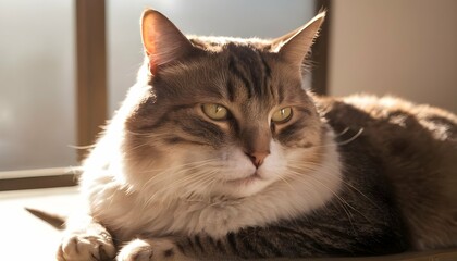 A Contented Cat Basking In The Sunlight