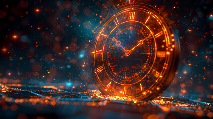 Burning Clock, Clock on fire, time, burning fiery clock Image