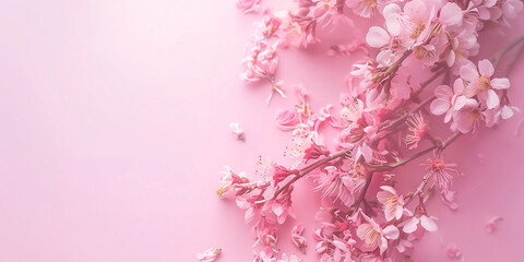 A pink background with flowers on it