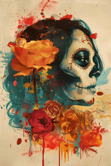 Dia de Muertos poster, day of the death wallpaper, Mexico national holiday, Halloween background