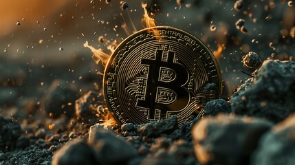 Bitcoin Surge Cinematic shots depicting the volatile price movements of Bitcoin capturing the excitement and frenzy of the cryp AI generated illustration - obrazy, fototapety, plakaty