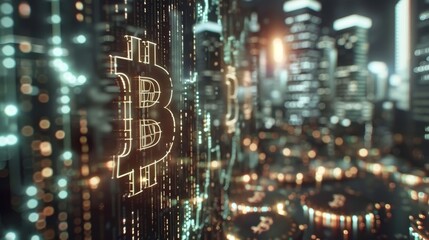 Bitcoin Surge Cinematic shots depicting the volatile price movements of Bitcoin capturing the excitement and frenzy of the cryp  AI generated illustration - obrazy, fototapety, plakaty