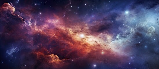Fototapeta premium Vast expanse filled with twinkling stars and colorful nebulas, creating a mesmerizing galaxy space