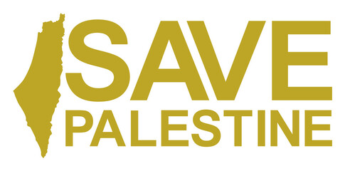 Text Illustration About 'SAVE PALESTINE', can use for Poster, Banner, Sticker, T-Shirt, Cover, Logo Gram, or Graphic Design Element. Format PNG