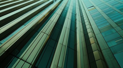 The dynamic lines and angles of a business building exterior in a macro shot    AI generated illustration - obrazy, fototapety, plakaty