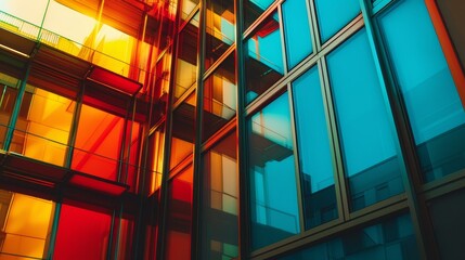 The vibrant colors of a business building exterior in a cinematic view    AI generated illustration