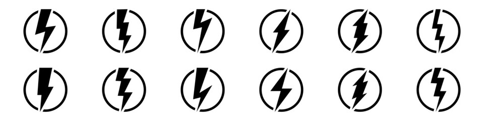 Lightning bolt icons collection. Lightning icon set. Vector illustration. - obrazy, fototapety, plakaty