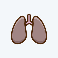 Icon Lungs. suitable for education symbol. flat style. simple design editable. design template vector. simple illustration