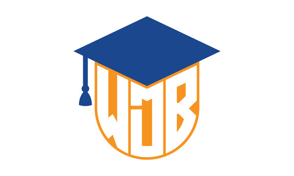 WDB initial letter academic logo design vector template. school college logo, university logo, graduation cap logo, institute logo, educational logo, library logo, teaching logo, book shop, varsity