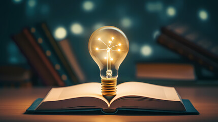 Light bulb and books, online education, concept, innovation concept