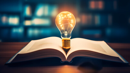 Light bulb and books, online education, concept, innovation concept