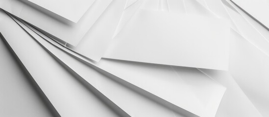 Sheets of white paper that are folded and placed on a white background.