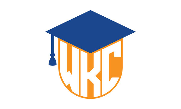 WKC initial letter academic logo design vector template. school college logo, university logo, graduation cap logo, institute logo, educational logo, library logo, teaching logo, book shop, varsity