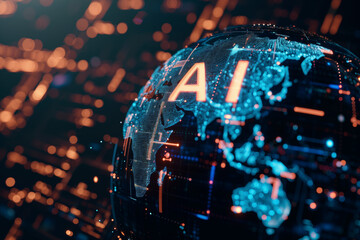 AIのグローバルネットワーク「AI生成画像」 - obrazy, fototapety, plakaty