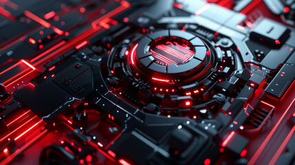 Computer or Machine learning Luxury red and black technology futuristic background beautiful modern background concept hi-tech technology 