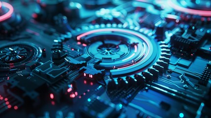 Computer or Machine learning technology futuristic background beautiful modern background concept hi-tech technology.3D rendering