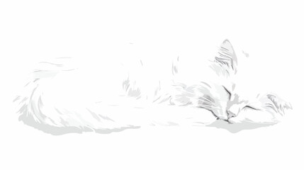 White Cat Vector Art with simple shading and fur sket - obrazy, fototapety, plakaty