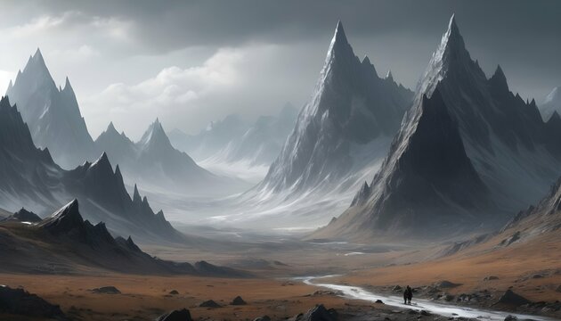 A Desolate Landscape Of A Post Apocalyptic Mountai