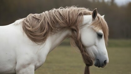 Obraz na płótnie Canvas A Horse With Its Mane Tangled Needing Grooming Upscaled 79