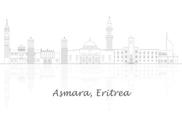 Outline Skyline panorama of city of Asmara, Eritrea - vector illustration - 766683334