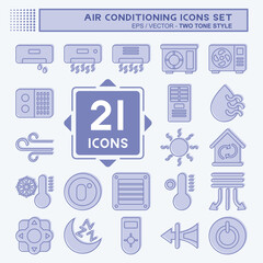 Icon Set Air Conditioning. related to Electronic symbol. two tone style. simple design editable. simple illustration