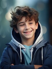high school teenage boy student with a gadget in his hands. smartphone or tablet for online learning