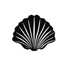 Sea shell black silhouette vector icon. Simple seas