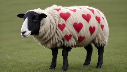 A Sheep With A Pattern Of Hearts On Its Wool