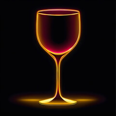 Gilded Elegance: Captivating Gold Neon Wineglass Icon for Stylish Designs(Generative AI)