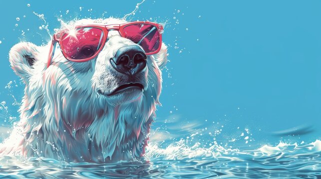 Polar Bear Wearing Sunglasses Painting, Adding Fun to Aquatic Scenes