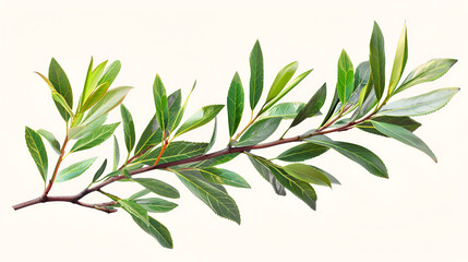 Branches and leaves of the tea tree Melaleuca Isolated White Background, Generative Ai  - obrazy, fototapety, plakaty