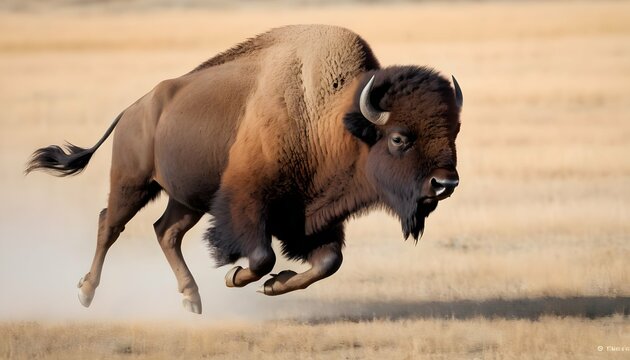 A Bison Running At Full Speed