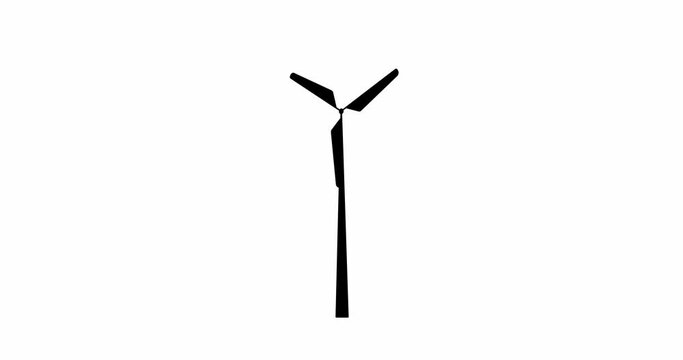 Animated wind generator simple eco-related icon on white background. Alternative renewable electricity generation. Motion design of windmill symbol. Eco concept for infographic.