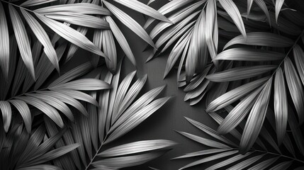 textured leaves summer tropical plant as natural banner background - obrazy, fototapety, plakaty