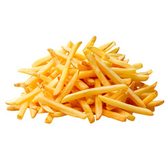 Heap of tasty potato fries isolated on transparent background 