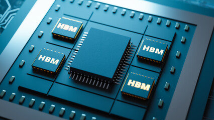 High bandwidth Memory called HBM concepts backgrounds. 3d rendering - obrazy, fototapety, plakaty